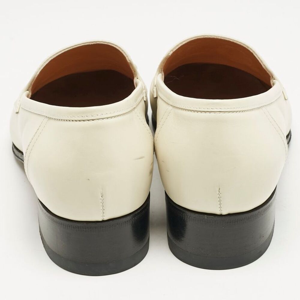 Gucci Off White Leather Interlocking G Horsebit S… - image 5